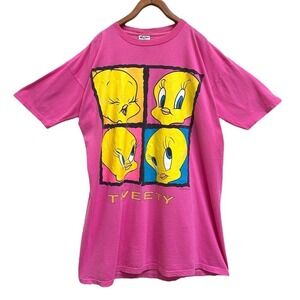 Vintage 90s Y2K Tweety Bird Loony Toons Sleep Dress Shirt Night Gown, One Size